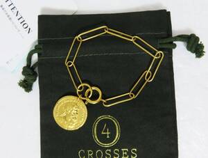 新品 4 CROSSES コイン ブレスレット ゴールド フランス製 フォークロス 4CROSSES キャトルクロス