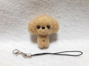 羊毛フェルト ハンドメイド 仔犬 トイプードル　アプリコットちゃん ストラップ 