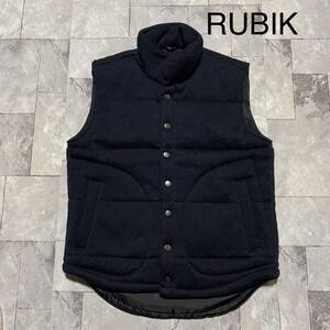 RUBIK ルービック 中綿ベスト vest ドットボタン サイドポケット カジュアル ネイビー サイズM 玉FS1249