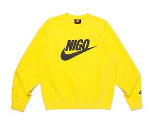 新品 NIKE NRG NIGO CREW FLC YELLOW L ナイキ ニゴー クルーネックスウェットシャツ イエロー FV5941-735 Crew Fleece ロゴプリント