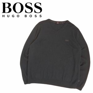 特大2XL 極美品 溢れる高級感 HUGO BOSS 薄手軽量 蓄熱保温 フワフワ極上 Vネック ウール ニット セーター メンズ ヒューゴボス 2411166