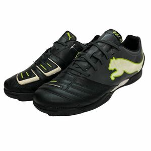 E799 未使用 PUMA プーマ パワーキャット 3.12 TT サッカー トレーニングシューズ US7.5 25.5cm ブラック ホワイト 本革+合皮 訳あり