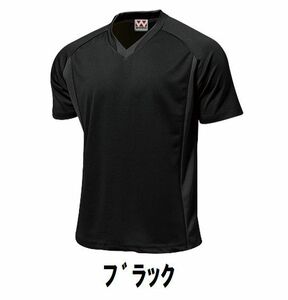 1199円 新品 サッカー フットサル 半袖 T シャツ 黒 ブラック XLサイズ 子供 大人 男性 女性 wundou ウンドウ 1910