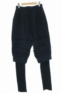 ユリウス JULIUS 24AW LAYERED SHORT PANTS COTTON SWEAT 2 879PAM6 レイヤード ショート パンツ ブラック 【ブランド古着ベクトル】■2411