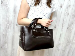 極美品 CELINE セリーヌ ブギーバッグ ハンドバッグ トートバッグ バッグ レザー 茶 74547