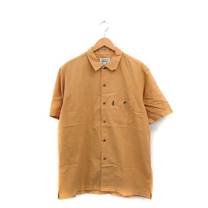 ニューヨーカー NEWYORKER シャツ 半袖 胸ポケット コットン チェック L オレンジ 橙色 /KT30 メンズ