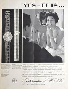 稀少・広告！1961年IWC 時計広告/International Watch Co./Automatic Calendar/W