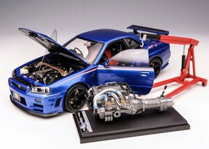 ▲Engine Version！世界限定399台！MotorHelix 1/18日産 GTR R34 スカイライン GT-R Skyline Z-TUNE Nismo CUSTOMIZED 青 MH