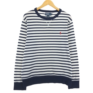 古着 ラルフローレン Ralph Lauren POLO by Ralph Lauren ボーダー柄 コットンニットセーター メンズL /eaa443889