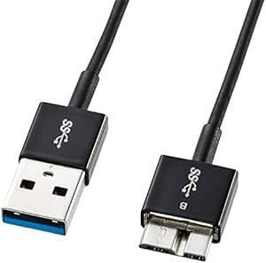 サンワサプライ USB3.0マイクロケーブル(A-MicroB) 超ごく細 0.5m ブラック KU30-AMCSS0