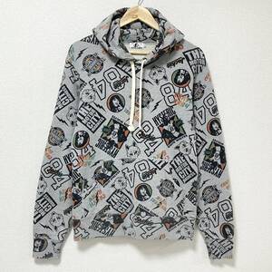 HYSTERIC GLAMOUR セクシーガール ロゴ 総柄 スウェット パーカー グレー メンズ Mサイズ ヒステリックグラマー フーディー 4070525