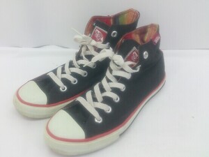 ◇ VANS ヴァンズ CLASSIC SKOOL HI チェック スニーカー シューズ サイズ23.5cm ブラック レッド系 レディース E