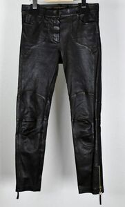 11AW LOUIS VUITTON ルイヴィトン レザー バイカー パンツ 36 フランス製 leather pants b8048
