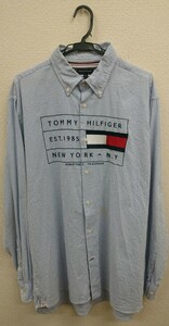 ■1円～【XL】 TOMMY HILFIGERトミーヒルフィガー ボタンダウン シャツ 長袖 ストライプ カジュアルフィット