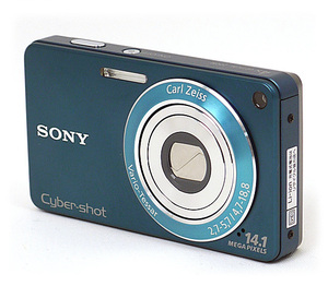 【中古】SONY製 Cyber-shot DSC-W350 ブルー 1450万画素 液晶画面いたみ [管理:1050024144]