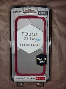 iPhone 12/12 Pro ハイブリッド ケース TOUGH SLIM LITE フレームカラーレッド 側面に弾力性のあるTPUを背面に高硬度8Hのポリカーボネート