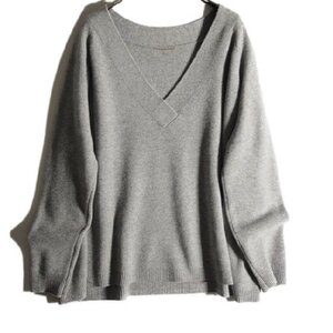 M8667z7　▼Deuxieme Classe ドゥーズィエムクラス▼ ミドルゲージ KNIT ウールカシミア Vネックニット グレー / オーバーサイズ 秋冬