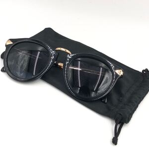 【美品・ゴールド×ブラック】KAREN WALKER カレンウォーカー サングラス メンズ レディース ユニセックス ウェリントン 1101406