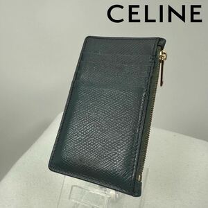 CELINE セリーヌ レザー フラグメントケース ミニ財布 財布 カードケース コインケース グレー