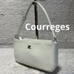 courreges クレージュ　エナメルバッグ　アクセサリーポーチ　ホワイト