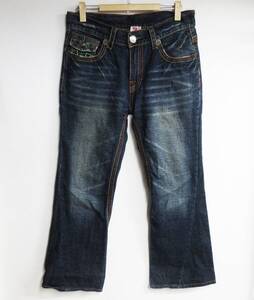 GN-3315【デニムパンツ】TRUE RELIGION/トゥルーレリジョン★JOEY SUPER T★レインボー★ジーンズ★米国 USA製★W34★フレア ブーツカット