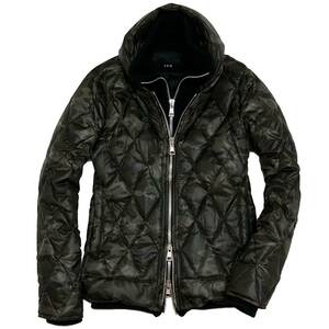 LEON掲載 定価16.2万 AKM SHINY TAFFETA CAMO DIA SKI HOODED DOWN Mサイズ シャイニータフタレイヤードダウンジャケット ジュンハシモト