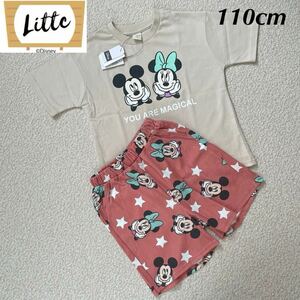 【送料無料】新品★Disney Littc ミッキー ミニー 半袖Tシャツ ハーフパンツ セットアップ 上下 110cm