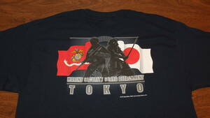 【US Embassy Tokyo】東京アメリカ大使館 Marine Security Guard 米海兵隊大使館保安警護隊セキュリティー TシャツサイズL　紺　コットン