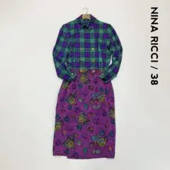 NINA RICCI ニナリッチ☆シルクワンピース 38 総柄 2way