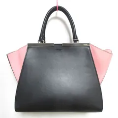 美品 FENDI フェンディ 3JOURS トロワジュール バイカラー レザー 2way ハンドバッグ ショルダーバッグ ブラック×ピンク レディース 古着 中古 USED