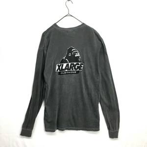 JZ0201★XLARGE : ロゴデザイン 長袖Tシャツ★M★チャコールグレー系 エクストララージ