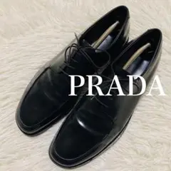 PRADA プラダ 外羽 Uチップ レザー シューズ 8 ブラック　オックス