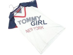 ネコポスOK tommy girl トミーガール ロゴ プリント カットソー sizeS/白ｘ紺x赤 ■◆ ☆ ega2 レディース