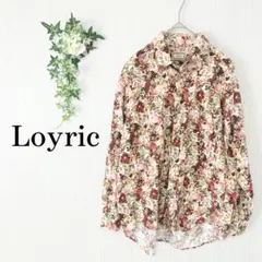 【Loyric】シャツ L 花柄 コーデュロイ 長袖 カットソー 羽織 上着