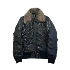 fur nylon jacket black