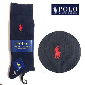 【新品 値札タグ付き】 POLO RALPH LAUREN ラルフローレン 26-28cm リブ ソックス ナイガイ リブド コットンブレンド クルー ソックス