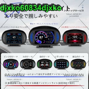 車載OBD2 メーター、スピードメーター、タコメーター、GPS+OBD+傾斜計モード マルチメーター 、障害診断、警告機能付き