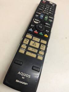 【FT-22-54】SHARP AQUOS GA810PA BD TV テレビリモコン シャープ アクオス 電池フタなし・通電するボタンもあり・ジャンク