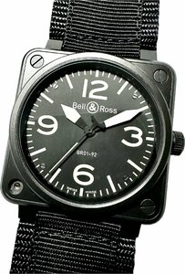 1円～ 希少 人気モデル 国際保証書付き Bell&Ross ベル&ロス アビエーション BR01-92-S メンズ 自動巻き デイト 付属品 箱 説明書工具 時