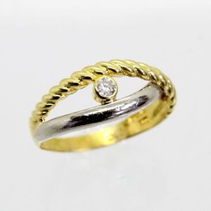 ◎中古美品◎renoma　１８金，プラチナ　ダイヤ　0.07ct　リング　13号