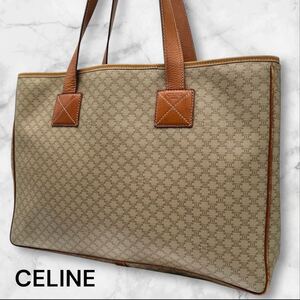 CELINE セリーヌ マカダム柄 トートバッグ PVC レザー A4 PC 肩掛け ビジネス メンズ レディース ユニセックス ベージュ ヴィンテージ