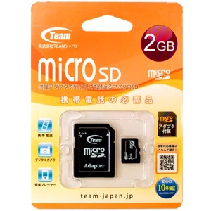 microSDカード【2GB】TEAMジャパン TG002G0MC1XA【即決】マイクロSDカード スタンダード用アダプタ付★4580209538215 新品