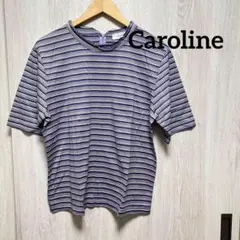 新品【Caroline】レディース　トップス　半袖　紫　パープル　ボーダー　L