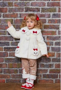 ◆シャーリーテンプル◆うさぎボアコート◆オフ白◆M◆115-130◆新品タグ付き◆2023◆ウサギ◆ShirleyTemple◆