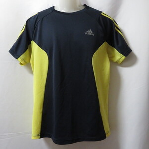 古着 メンズO adidas/アディダス ポリエステルTシャツ 半袖 スポーツ ジョギング トレーニング ブラック/イエロー P66222