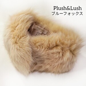 【ブルーフォックス】 Plush&Lush ファーティペット リアルファー マフラー 防寒 アイボリーホワイト 秋冬 クリップ式 レディース