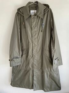 新品 38 M バブアー Barbour フード付き 取り外し可 SINGLE BRESTED COAT ナイロンコート 撥水 スリム ボーダー ナイロン 14 ロング レイン