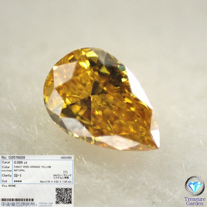 トレジャーG) Fancy Vivid Orange Yellow 0.099ct SI1【CGLソーティング】イエローダイヤモンド ペアシェイプカット Orengy [Lo-DNo4-aa]