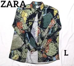 ZARA ザラ 花柄 総柄 長袖 シャツ 個性派 派手シャツ 古着　L