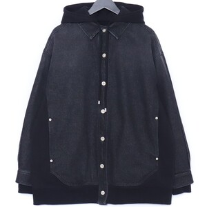 LOEWE フーデッド ジャケット デニム サイズ42 ウォッシュドブラック H526Y50W16 ロエベ denim jacket hooded gジャン